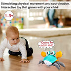 Plnmlls Crawling Crab Baby Toy - Tummy Time Toys - with Music and LED Light,Built-in Rechargeable Battery for 0-6 6-12 12-18 36 Months Walking Toddler Birthday Gift(Blue)