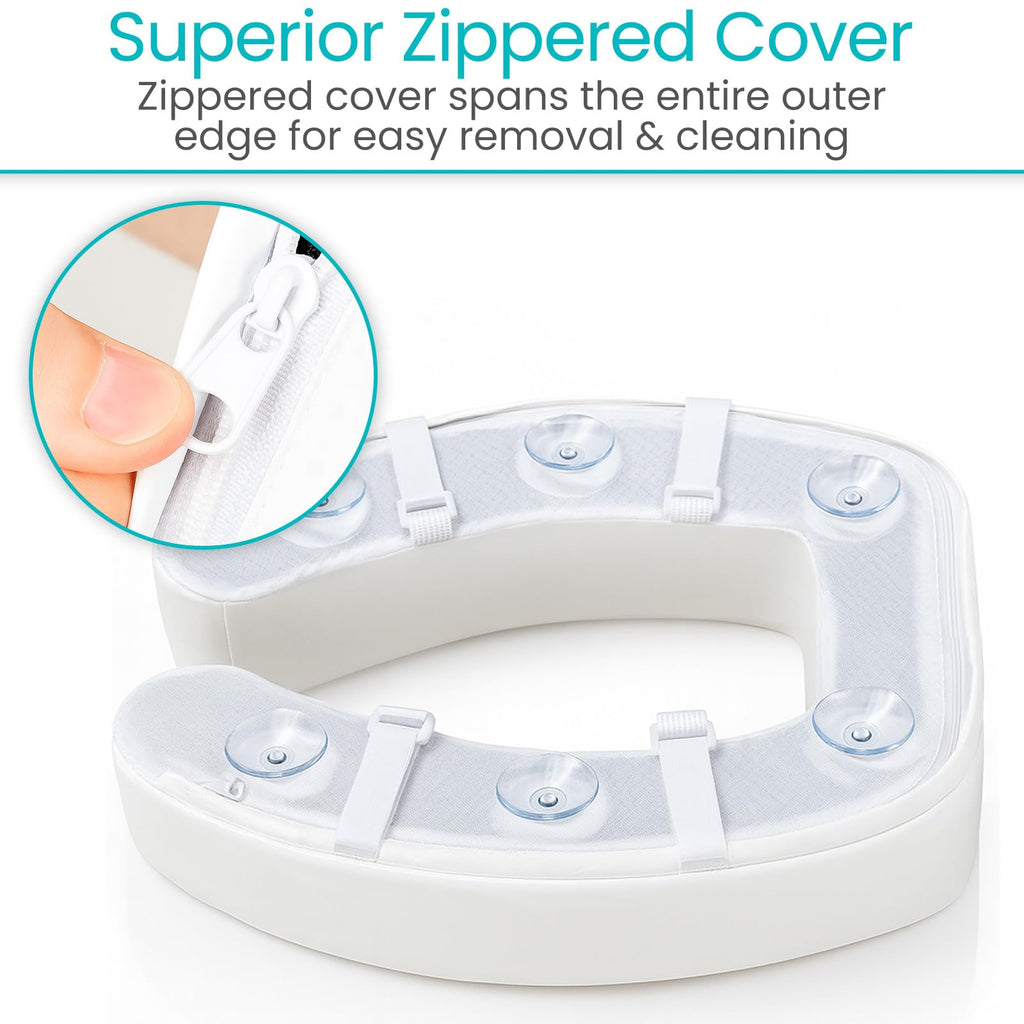 Vive Toilet Seat Cushion (Soft Cushioned Foam) - Easy Clean Soft Padded Bathroom Attachment - Elongated, Standard Seats - Comfort & Support Donut for Handicap Adults