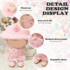 Clothes Compatible with LABUBU Doll – 3PCS Pastoral Style Set, 17cm Doll Clothes Designer Outfit for Sweet Camping Theme, Chic Stylish Accessories for Labubu, No Doll (Cherry Picnic Dress) ﻿