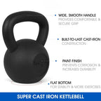 Yes4All Solid Cast Iron Kettlebell Weights Set ��� Great for Full Body Workout and Strength Training ��� Kettlebell 15 lbs (Black)