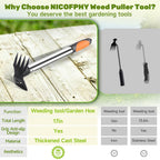 60" Weed Puller Tool with Long Handle and 17" Weeding Tools Gardening Set