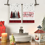 Artoid Mode Red Black Snowman Christmas Kitchen Towels Set of 4 18x26 Inch