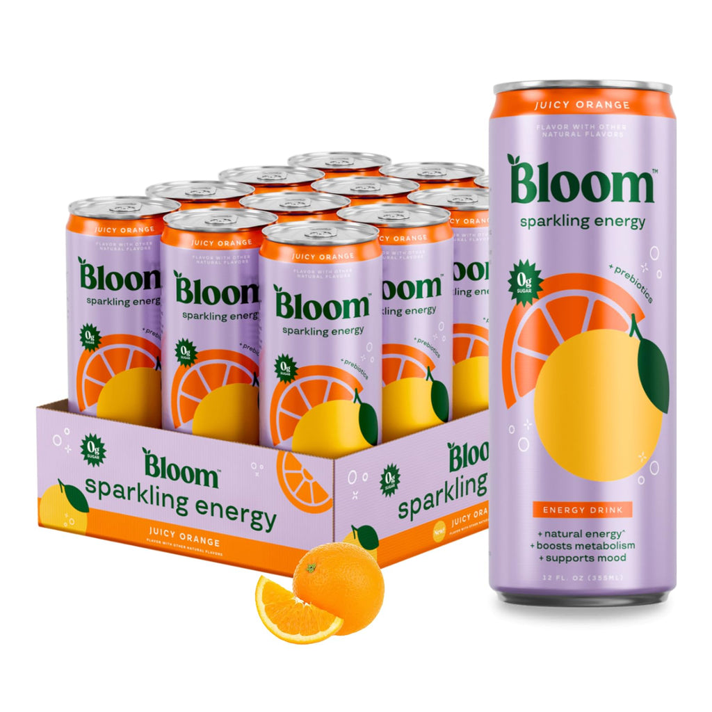 Bloom Nutrition Zero Sugar Energy Drink, Orange, 12oz 12pk