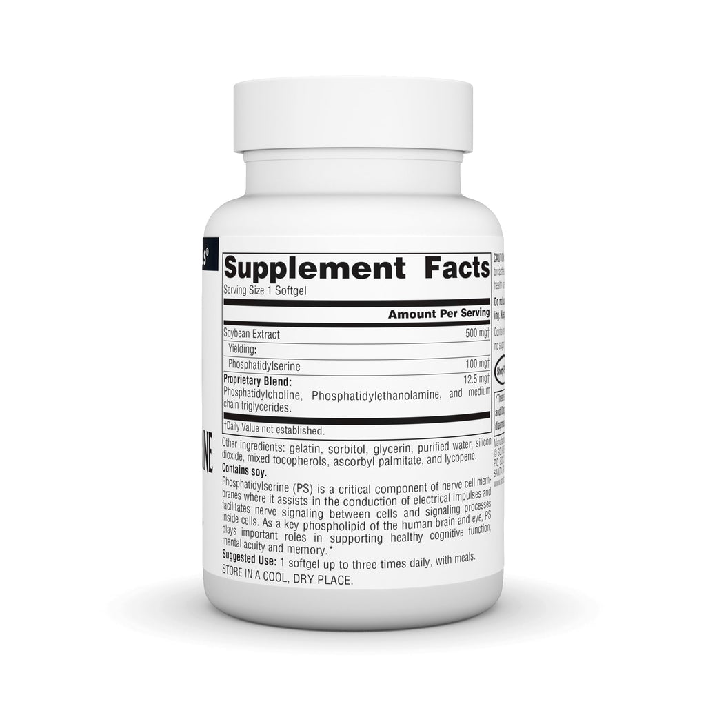 Source Naturals Phosphatidyl Serine Complex Stablilized Enzyme Supplement 500mg - 100% Pure - 60 Softgels