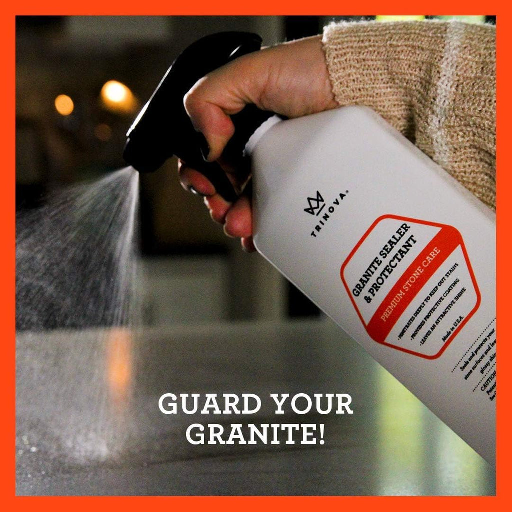 TriNova Granite Sealer & Protector – Best Stone Polish, Protectant & Care Product – Easy Maintenance for Clean Countertop Surface, Marble, Tile – No Streaks, Stains, Haze, or Spots - 128 fl oz (4PK)