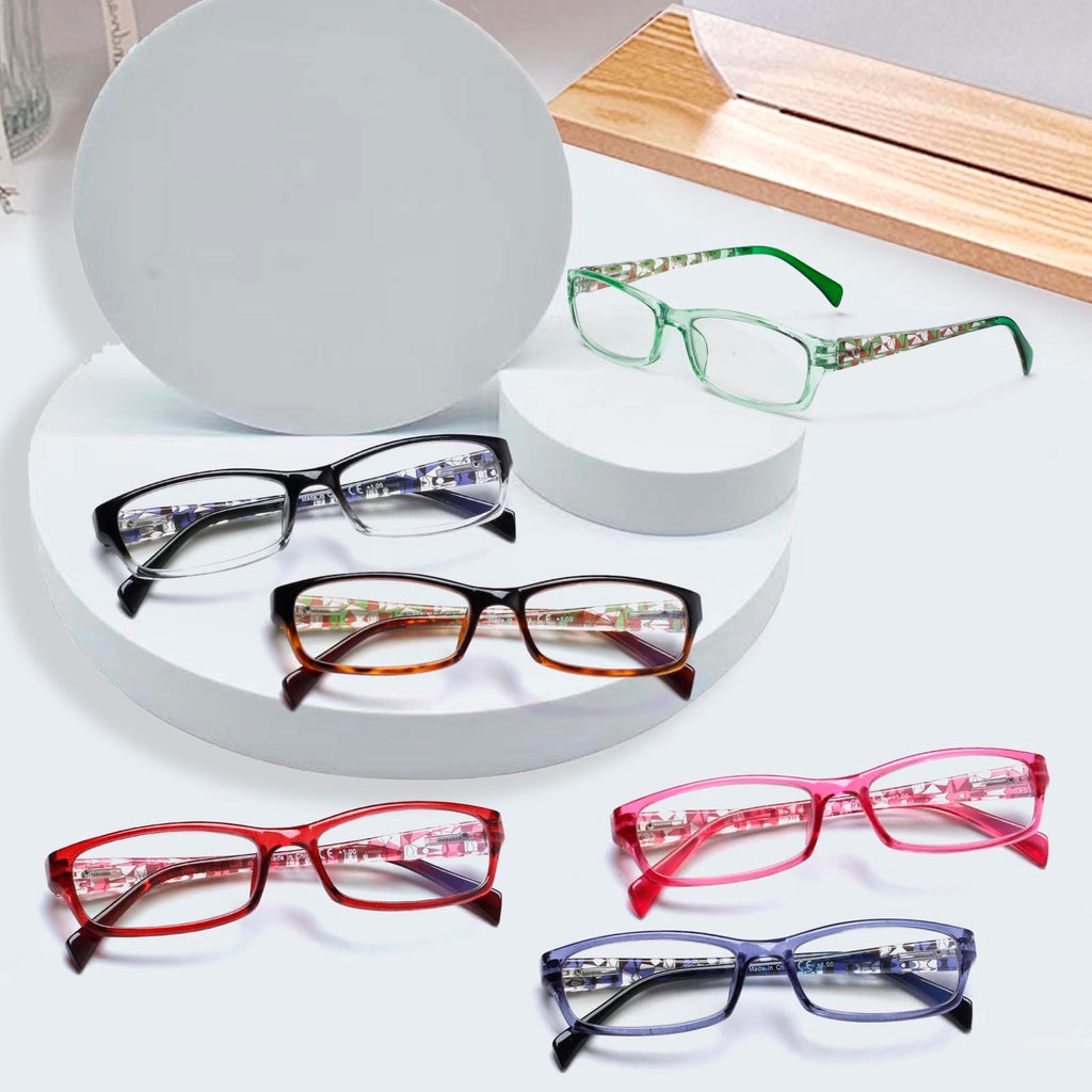Kerecsen Computer Reading Glasses for Women Blue Light Blocking Glasses for Reading Fashion Pattern Print Eyeglasses for Womens(Mix Color -7, 1.50)