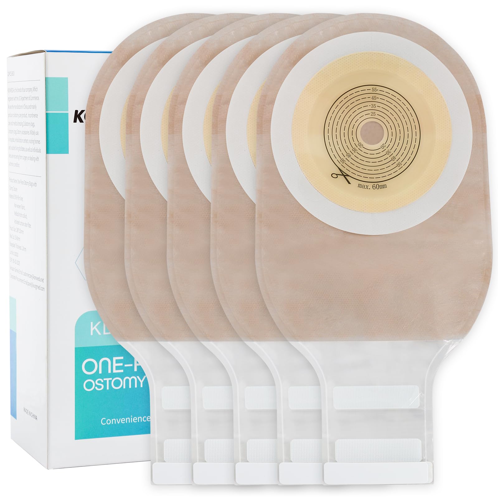 20 PCS Colostomy Bags, Ostomy Supplies,One Piece Drainable Ostomy Pouch with Hook and Loop Closure for Ileostomy Stoma Care, 15mm-60mm Cut to Fit