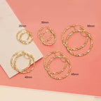 LeCalla 925 Sterling Silver Hoop Earrings 14K Two-Tone Lightweight Italian Design Medium Earrings for Women - 30MM