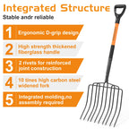 HIGHLIGHT Pitch Fork Pitchfork,10-Tine Wide 45Inch Fiberglass Manure Fork