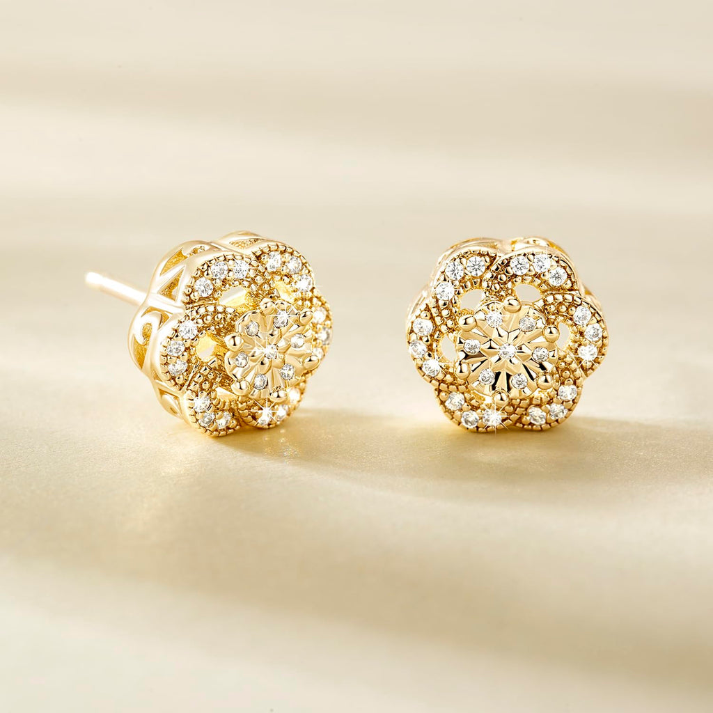 ELEBEST 14k Gold Stud Earrings for women Trend10mm