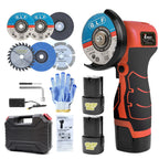 ZFULVO Cordless Brush Angle Grinder Kit, 19500rpm Mini Electric Angle Grinding Tool with 2pcs 16.8V 2000mAh Batteries and 6-Cutting Discs, Grinder Handheld Cutter for Metal Wood