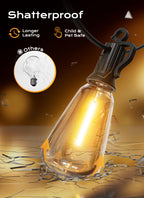 Brightown Outdoor String Lights Patio Lights 100FT ST38 Waterproof Dimmable
