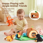 hahaland Baby Toys 6-12 Months, Jungle Plush Animal Set with Sounds & Words