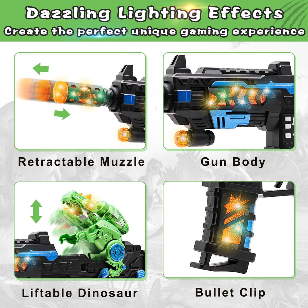 DaoDaoZhu Dinosaur Light Up Toy Gun with Sound Effects, Toy Guns for Kids
