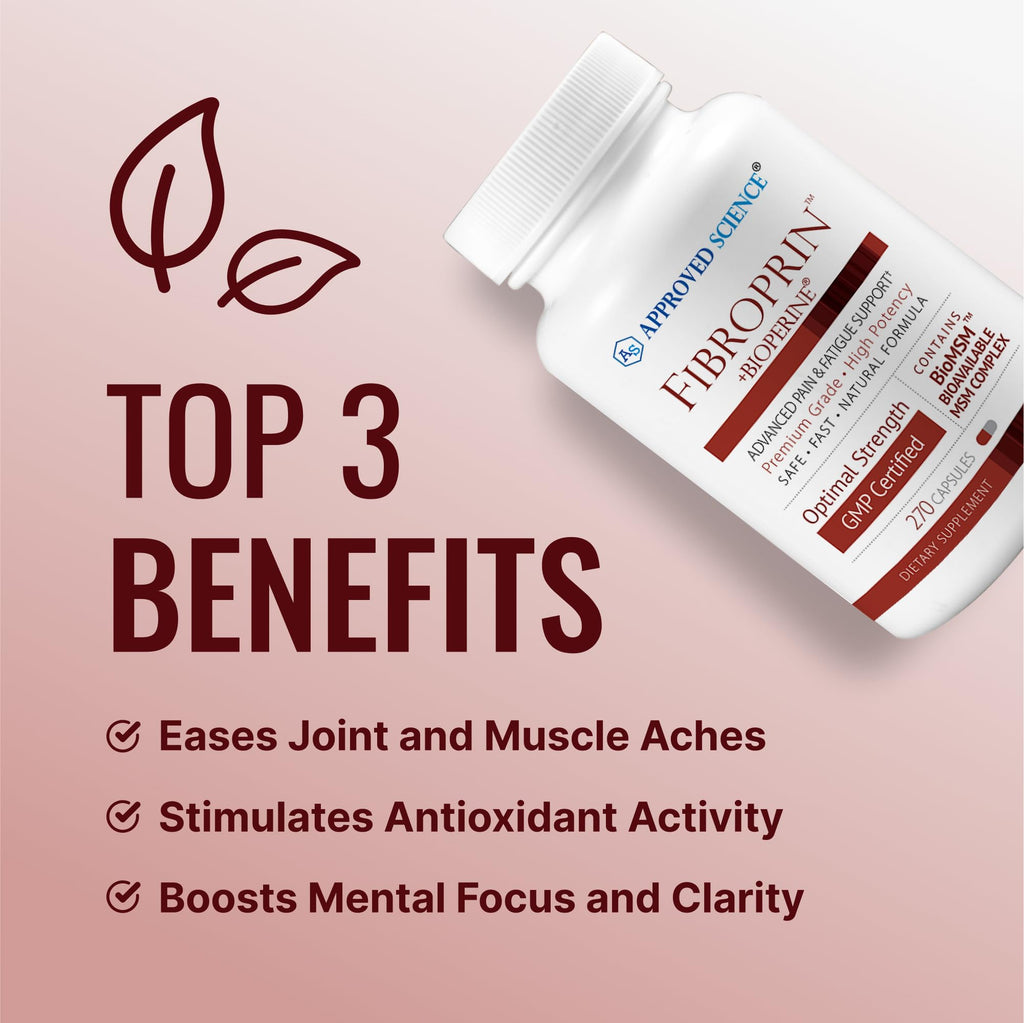 Approved Science Fibroprin - Ease Nerve and Muscle Aches - Improve Mobility - 270 Capsules - 3 Month Supply - Made in The USA