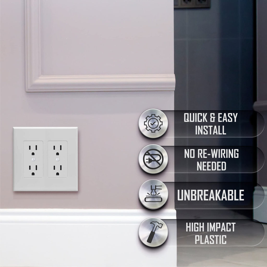 TayMac 2602W Revive Device Wall Plates 2-Gang Masque Decorator Cover, White