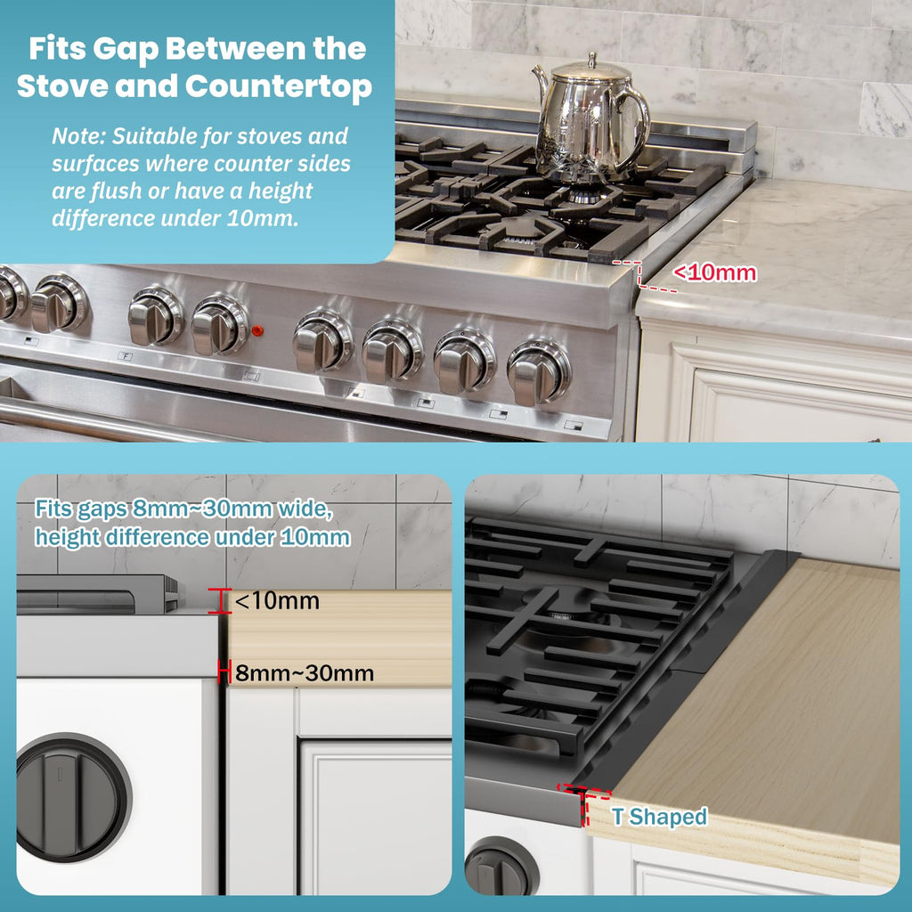 2PCS Kitchen Stove Counter Gap Covers, Stainless Steel Stove Gap Guard, Cooktop Trim Kit, Stove Gap Guards, Oven Gap Filler, Heat Resistant & Effectively Protect Stove Gap Filler(13.8"-27.5" Black)