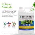 Clear Gear - Disinfectant, Cleaner, and Deodorizer for Sports Equipment, Gyms, and Fitness Centers - EPA-Registered, Hospital Grade, Made in USA - 1 Gallon Bottle