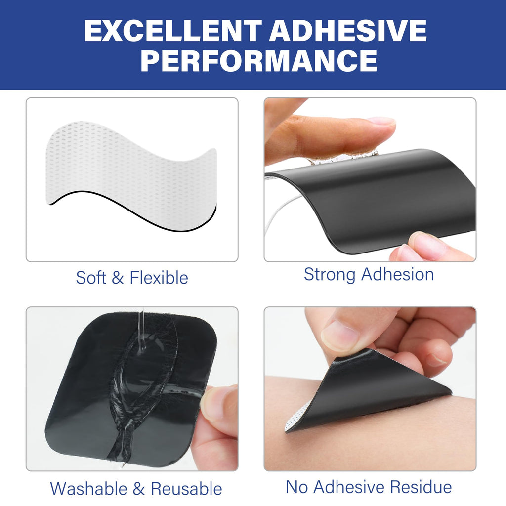 LotFancy TENS Unit Electrode Pads, 40PCS 2"x2" TENS Unit Pads for EMS Muscle Stimulator Electrotherapy, Self-Adhesive TENS Pads Replacement, Reusable and Latex-Free