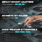 21-Piece Magnetic Nut Driver Set, Impact Drill Driver Bits with 1/4" Hex Shank, SAE & Metric Cr-V Steel Impact Nut Drivers, Quick-Release Bit Holder, and Storage Bag