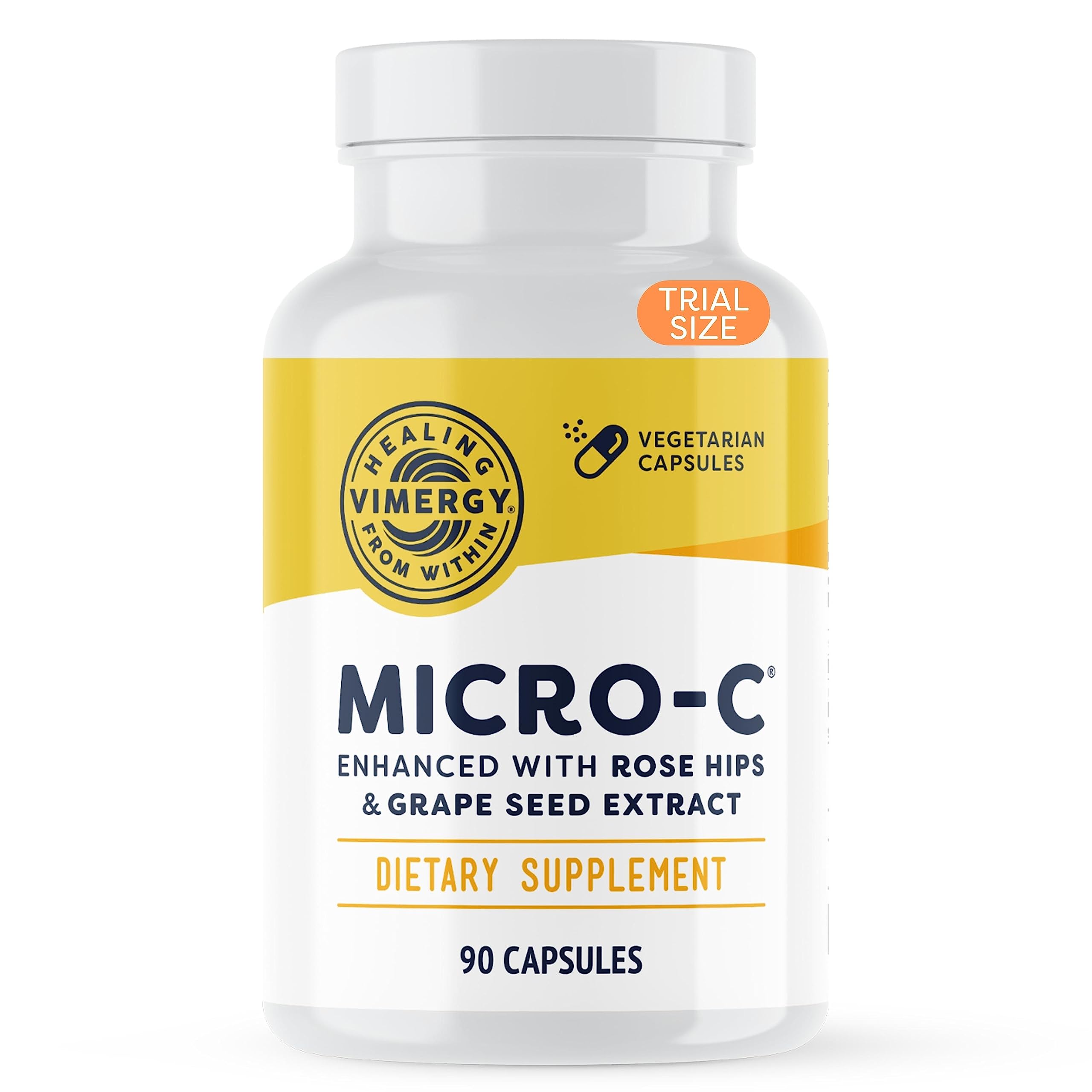 Vimergy Micro-C® Vitamin C Capsules – 500mg per Capsule, Supports Immune Health*, Promotes Collagen Production, Supports Healthy Bones*, Kosher, Vegan & Gluten-Free, Travel Size 90 Capsules