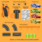Slot Car Race Track Sets with 4 High-Speed Racing Car, Battery or Electric Race Car Track for Boys and Kids, Dual Racing Game Lap Counter Circular Overpass Track, Gifts Toys for Boys Kids Age 6 7 8-12