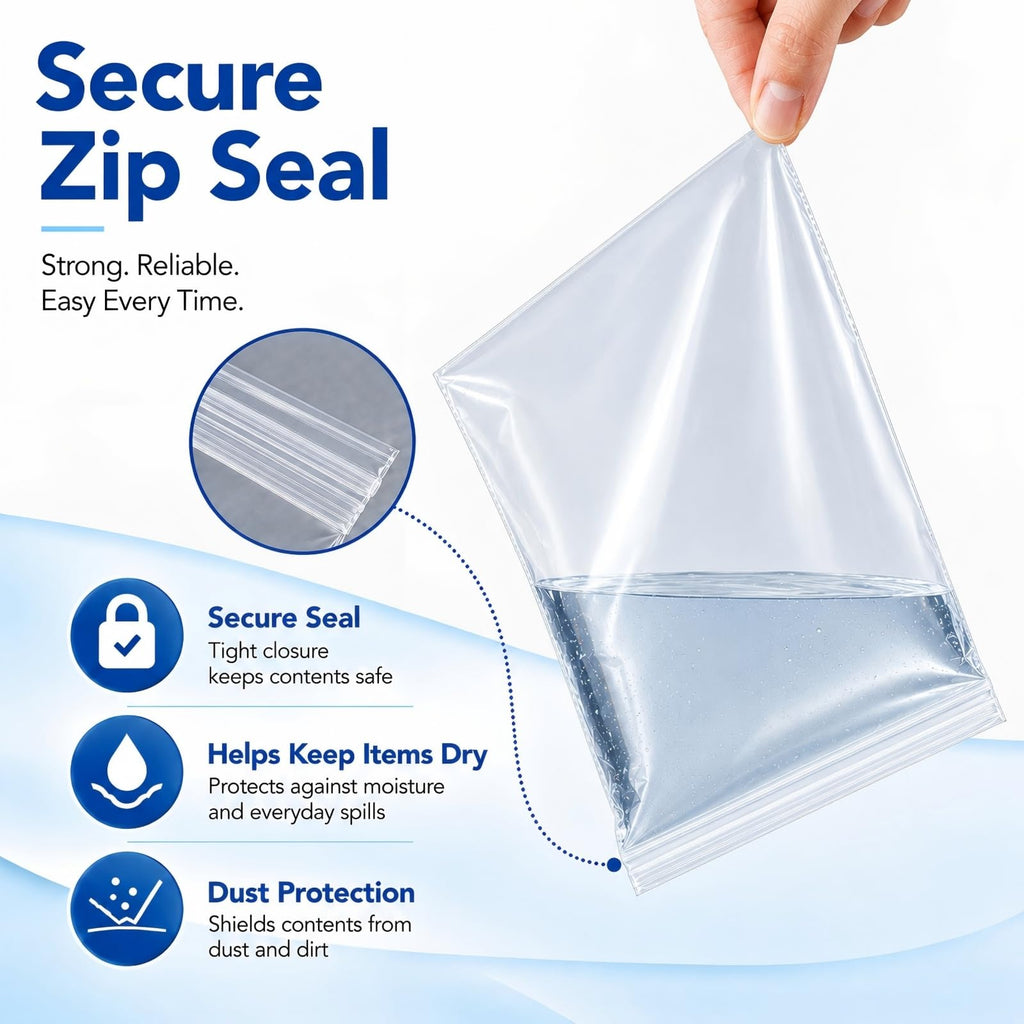 200 Pack Small Plastic Bags For Jewelry, Mini Baggies 4 Assorted Sizes. 2x3 3x3 3x5 4x6 Inch 2 Mil Thick Poly Zipper Lock Bags Clear for Jewelry, Bead, Crafts, Small Parts Storage