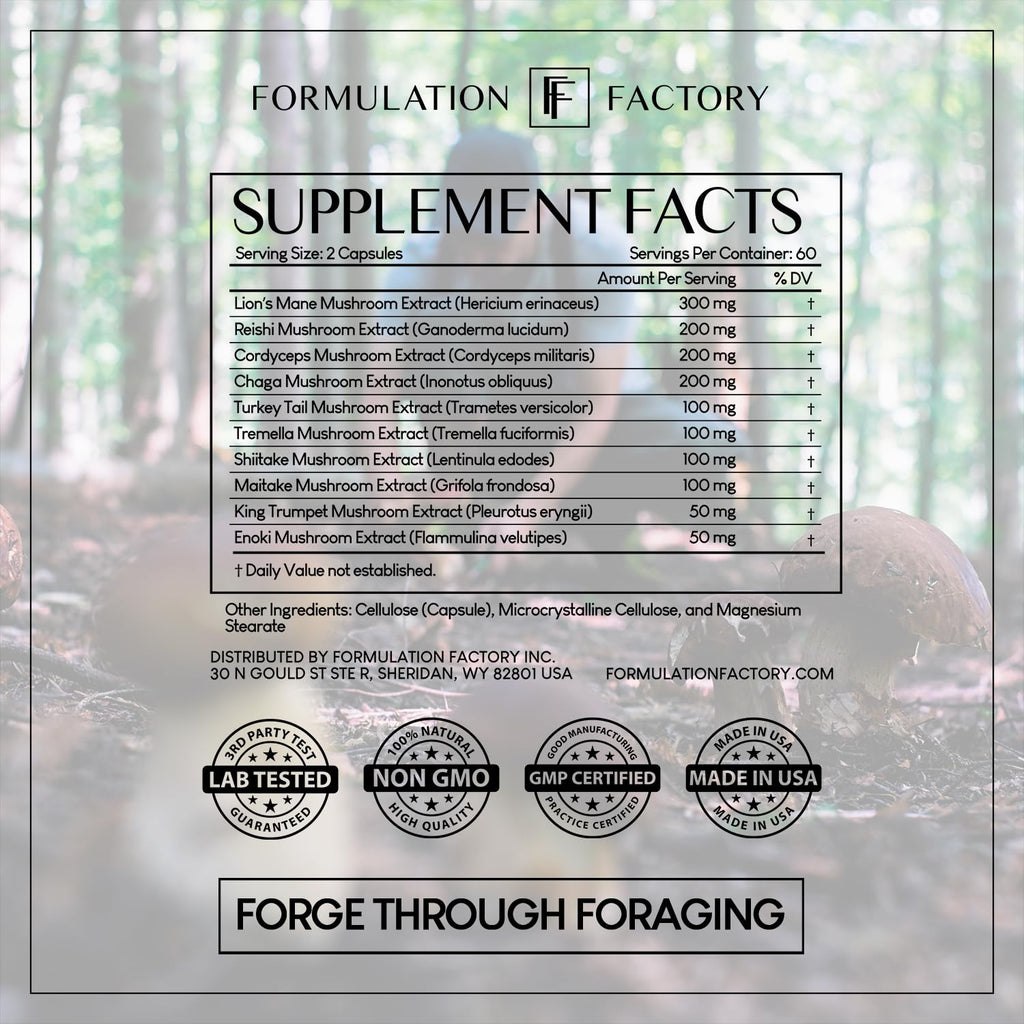 Shroom Vroom: 10-in-1 Mushroom Supplement, Lion’s Mane, Reishi, Cordyceps, Chaga, Turkey Tail, Tremella, Shiitake, Maitake, King Trumpet & Enoki, Brain Boost, Immune Support (360 count Pack of 3)