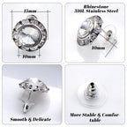 White Rhinestone Earrings Round Halo Stud Earrings for Dance Competitions