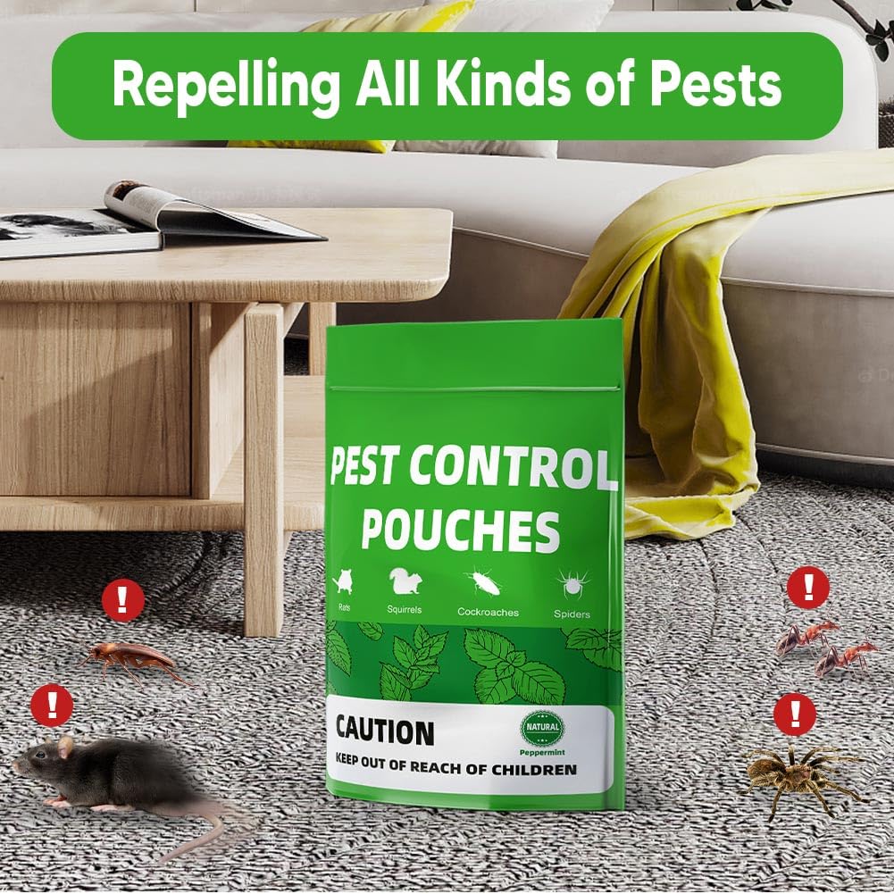 KPNKKWY Pest Control, Rodent Repellent Pouches, Mouse Repellant Indoor, Mice Peppermint to Repel Rat, Ant, Roach, Mosquito & Moth, RV Mouse Deterrent, Keep Mouse Away