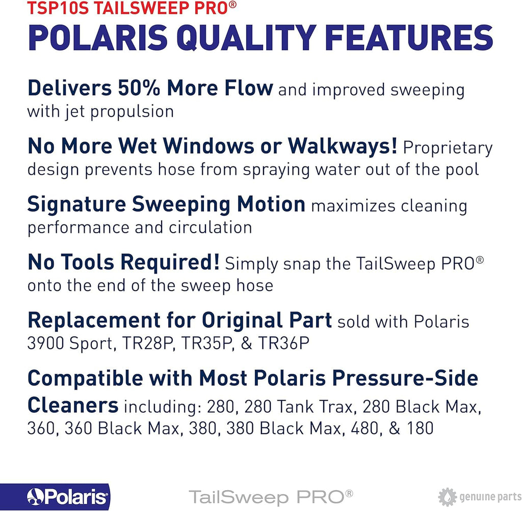Polaris Genuine Parts TSP10S TailSweep PRO Replacement for Polaris Pressure-Side Pool Cleaners 280, 3900 Sport, 380, 360, 180