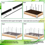 Metal Garden Netting Kit, 8 Pack 2.6ft Raised Garden Bed Net Support Stakes with 13×10ft Fine Mesh Insect Netting 16pcs Clips Bird Barrier Screen Cover for Protect Plant Vegetable Row from Animals Bug