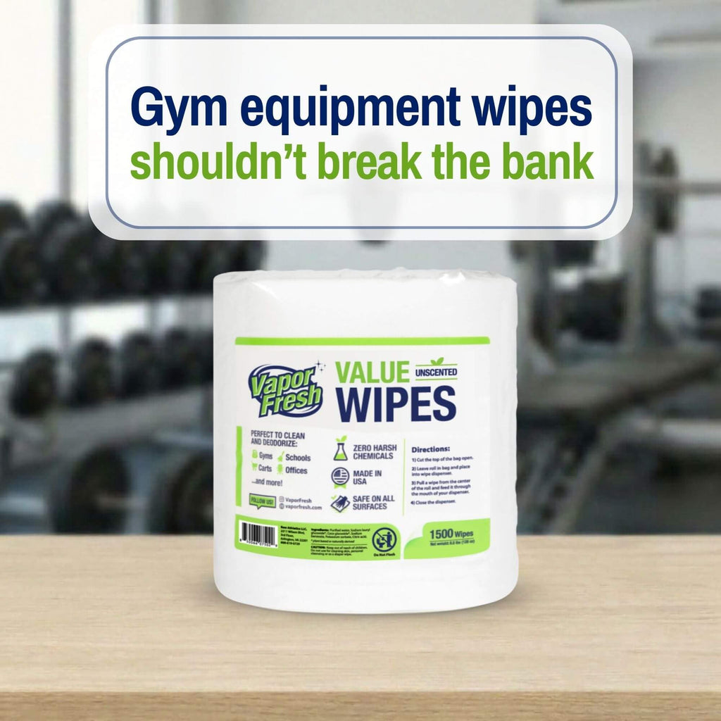 Vapor Fresh Value Wipes For Gym Equipment, 1500 Count, 4 Rolls