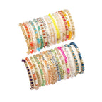 SROBENZ 30Pcs Boho Beaded Bracelets for Women Colorful Stackable Sparkly Crystal Beads Bracelets Multi-Layer Versatile Statement Stretch Cuff Jewelry Gifts