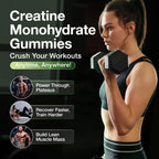 Creatine Gummies for Men & Women - Creatine Monohydrate Gummies 5g, Low Sugar Creatine Supplement for Muscle Builder, Energy Boost & Pre-Workout Supplement, Green Apple Flavor, 160 Gummies (2 Bottles)