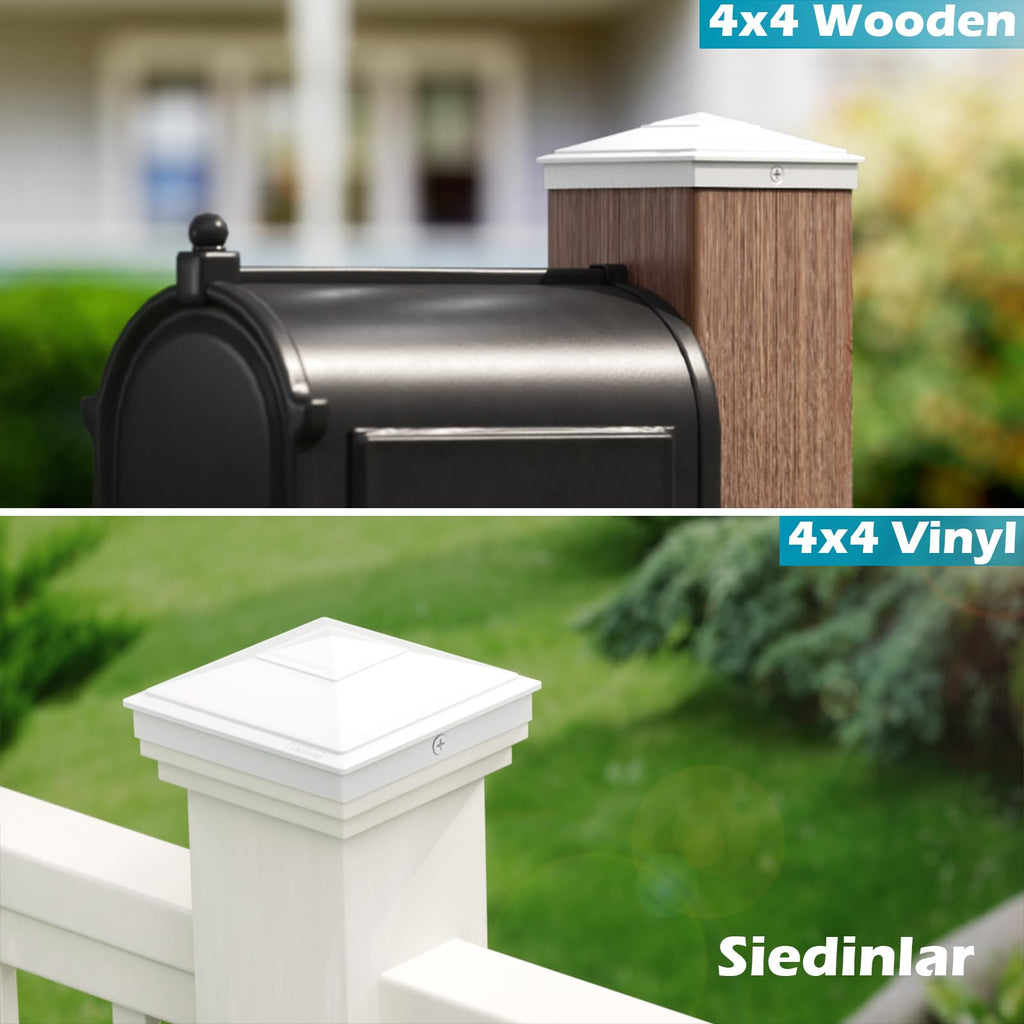 SIEDiNLAR 4x4 Pyramid Post Caps Waterproof Outdoor 4x4 Post Cover, Fits 4x4 3.5x3.5 Vinyl Wood Posts for Fence Deck Mailbox Patio (White, 36 Pack)