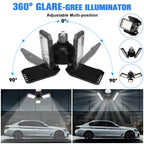 Aoretic LED Garage Lights Bulb 2 Pack -80W, 8000LM 6500K Led Shop Light with 3 Deformable Panels, Basement Barn Light Garage Ceiling Lights, E26/E27 for Garage, Warehouse, Shop, Basement