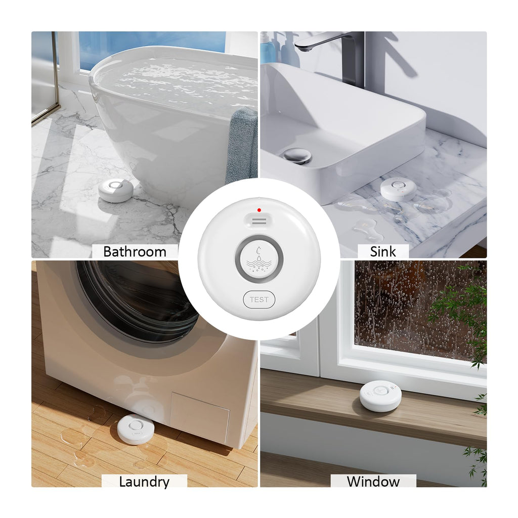 5 Pack Water Leak Alarm Detector, 120dB Loud Alert Water Sensor, IP66 Waterproof, Sensitive Leak and Drip Alert, Easy Installation for Home, Basement Flood Prevention, Bathroom, Sink, Laundry