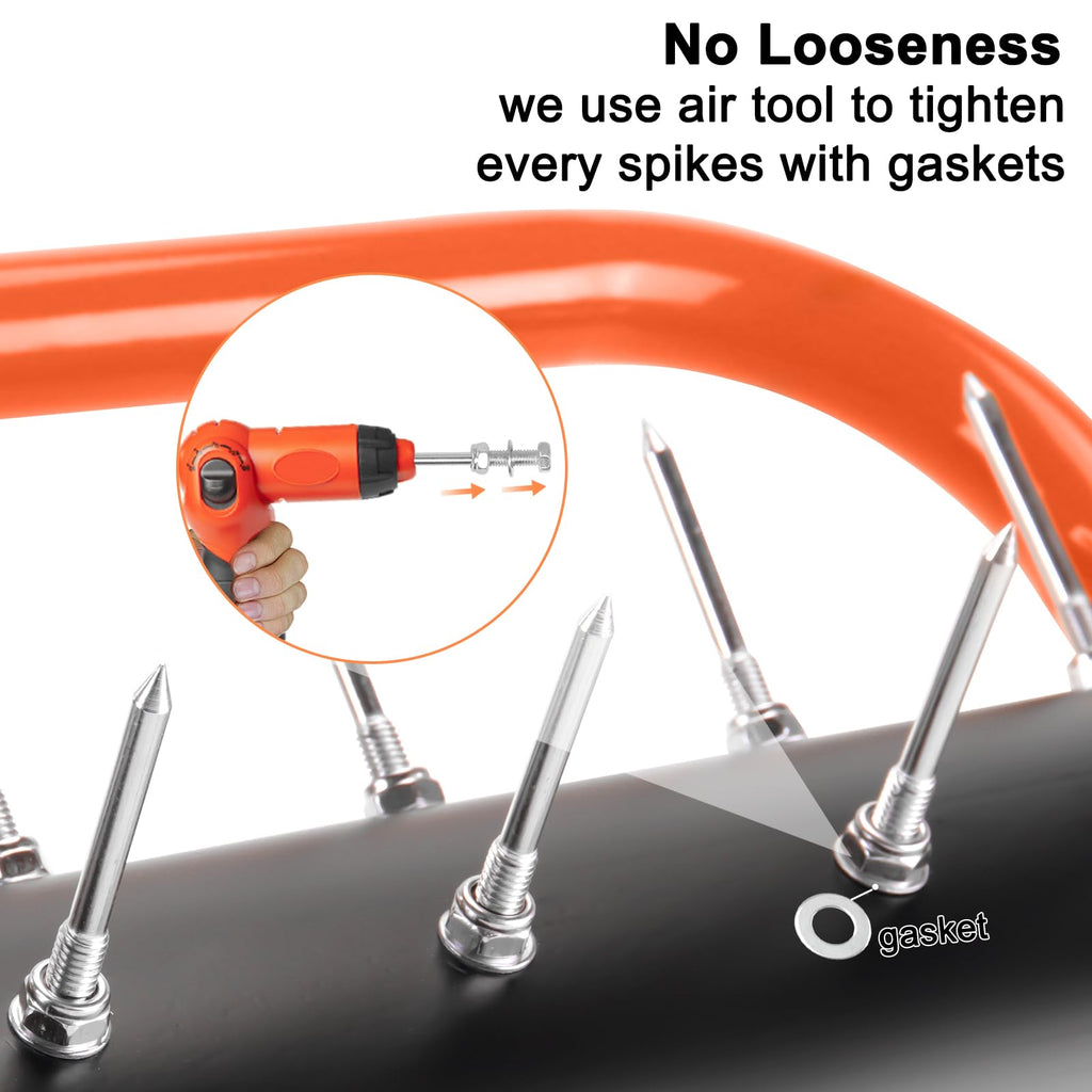 Senjoys 21" Rolling Lawn Aerator, 45 Preassembled Spikes, Only Needs 3-5 Minutes to Assemble, No Looseness, Good Package, 75" Long Handle with Quick Clip Connections, U-Shape Construction - Orange.