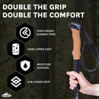 Cascade Mountain Tech Trekking Poles, Shaft Material: Aircraft- grade 6061 Aluminum with Adjustable Locks Expandable to 54" (Set of 2), Cork Grip, Orange, Extended Grip Material: EVA