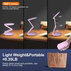 Akejrym LED Desk Lamp for Office Home & Battery Operated Lamp Rechargeable Lamp Foldable & Portable Light, [2-Fold Bracket] 3 Brightness Dimmable Small Desk Lamp Wireless Reading Lamp (Pink)
