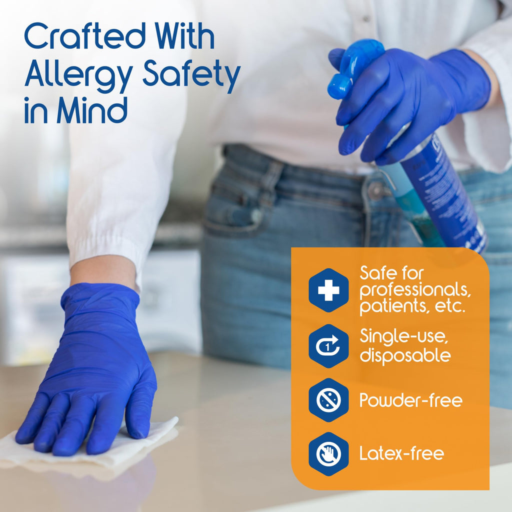 Inspire Cobalt Blue Nitrile Disposable Gloves | 4.5 Nitrile Safety Medical Exam Cooking Cleaning Disposable Gloves (Blue - Box of 100, Large)