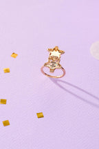 Alex and Ani Polly Pocket™ Locket Ring - Pink Star-Shaped Top with 'Tiny and Cute' Quote, Pastel Enamel Gold Finish Nickel-Free, Ideal for Polly Pocket™ Fans
