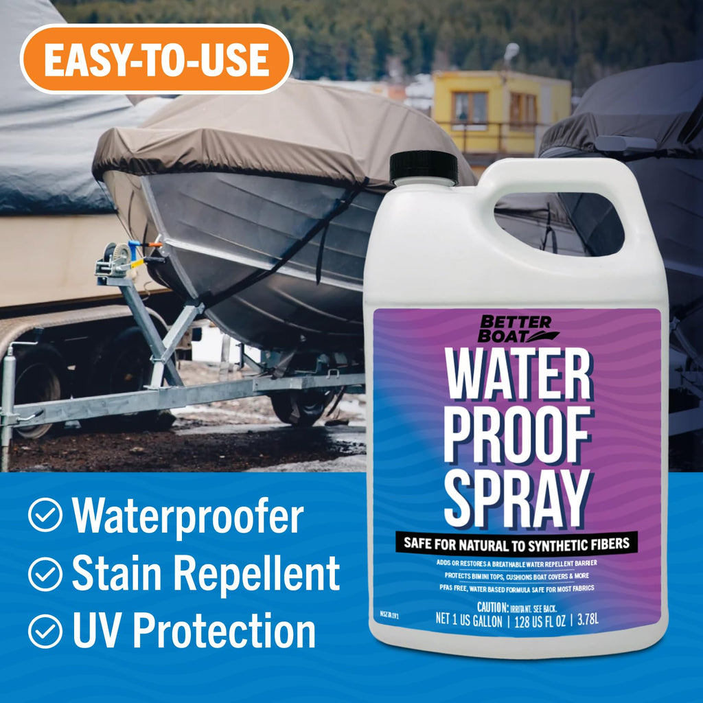 Better Boat Waterproofing Spray for Fabric 1 Gallon, Heavy Duty Water Proof Spray for Outdoor Canvas, Jackets, Tents, Clothing and Boots, Water Repellent Protector