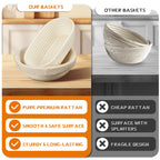 Dimpola Banneton Bread Proofing Basket Banneton Basket Set Sourdough Proofing Basket Round Proofing Bowls Handmade Rattan Baskets and Liners (Round of 2 Gift Set)