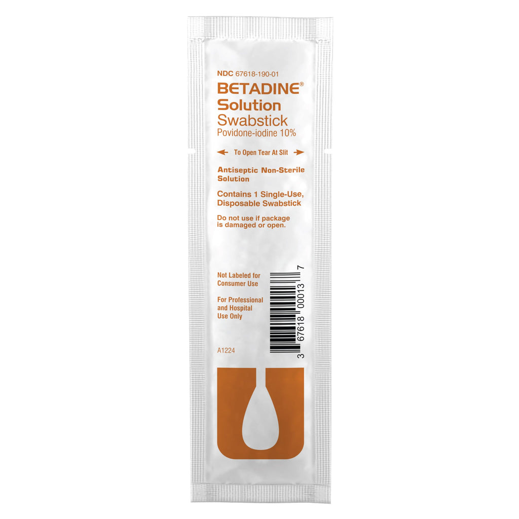 Betadine 10% Povidone-Iodine Swabsticks - 50 Single Use Sticks, Topical Antiseptic Brown Solution Swabstick 1ct (Box of 50)