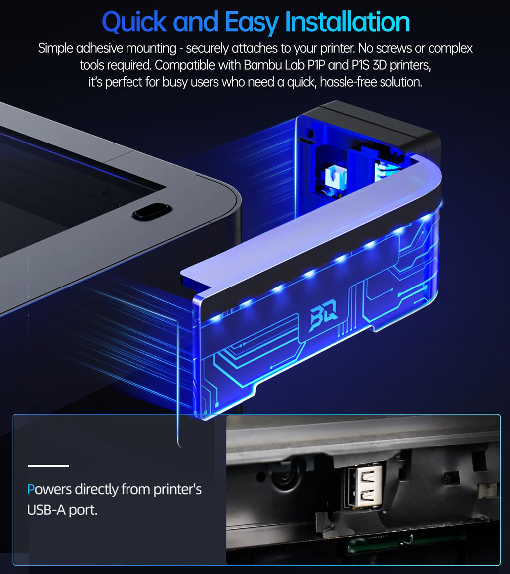BIQU Panda Alarm for Bambu-Lab P1P P1S, Wireless Sound and Light Alarm Printer Status Display Support Web UI & BIQU APP Control