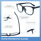 FEIVSN 3 Pack Progressive Multifocus Reading Glasses for Women Men Multifocal Readers PC Frame Fixed Hinge Eyewear, +1.50