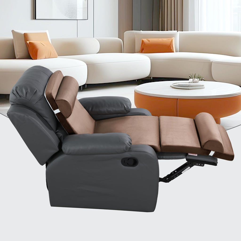 HOMBYS 5-in-1 Recliner Seat Cushion for Elderly+Lumbar Support Pillow + Leg Pad, with Adjustable Half Moon Neck Pillow & Footrest, High Density Foam Filling with Velvet Fabric, Thick & Non-Slip