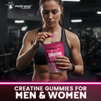 Creatine Gummies 5000mg, 30 Servings Creatine Monohydrate Gummies - Third-Party Tested Creatine for Women, Raspberry Flavor Creatine for Men, Muscle Growth, Strength, and Recovery - Pack of 1